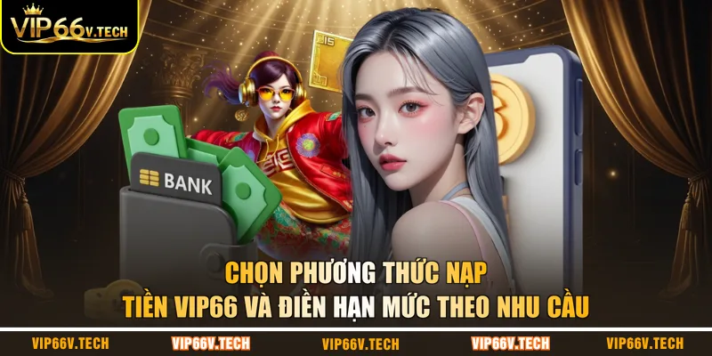 Chọn phương thức nạp tiền VIP66 và điền hạn mức theo nhu cầu