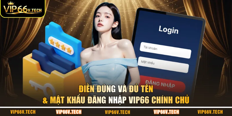Điền đúng và đủ tên & mật khẩu đăng nhập VIP66 chính chủ